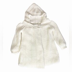 Baby Dove Hooded Cardigan Cable Knit Sweater Button Front 24 Months White NWT